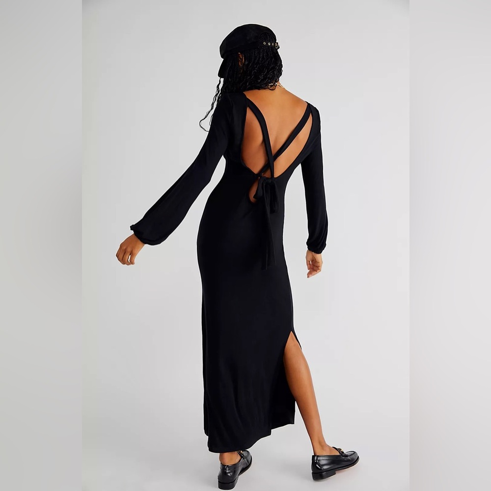 NWT Free People Luna Midi Dress Black Backless Dress